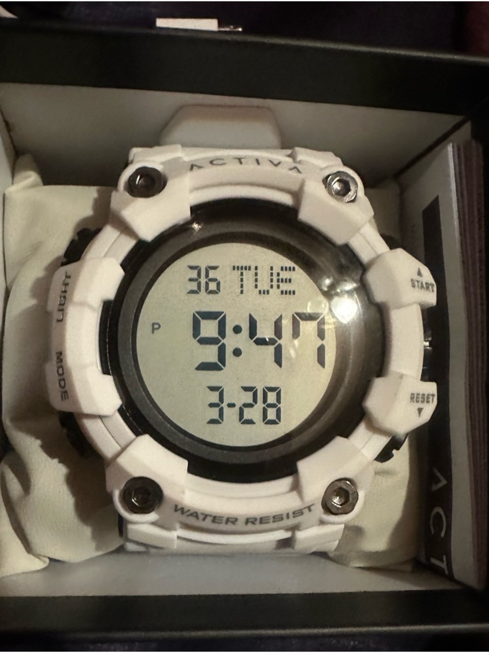 Ativa White Digital Sports Watch with Large LCD Display